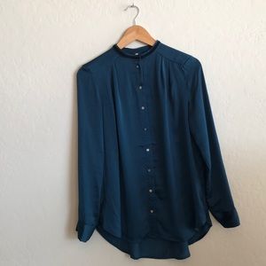 Winter Green Button Up with Braided Detail